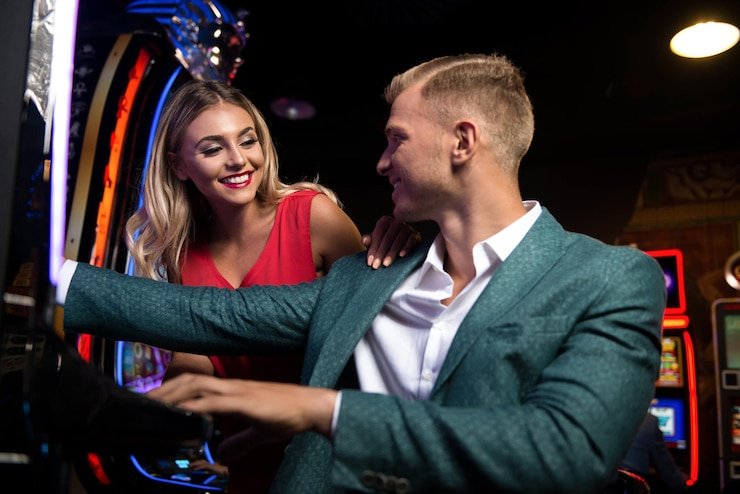Roulette table interface with neon cards and safety reminders